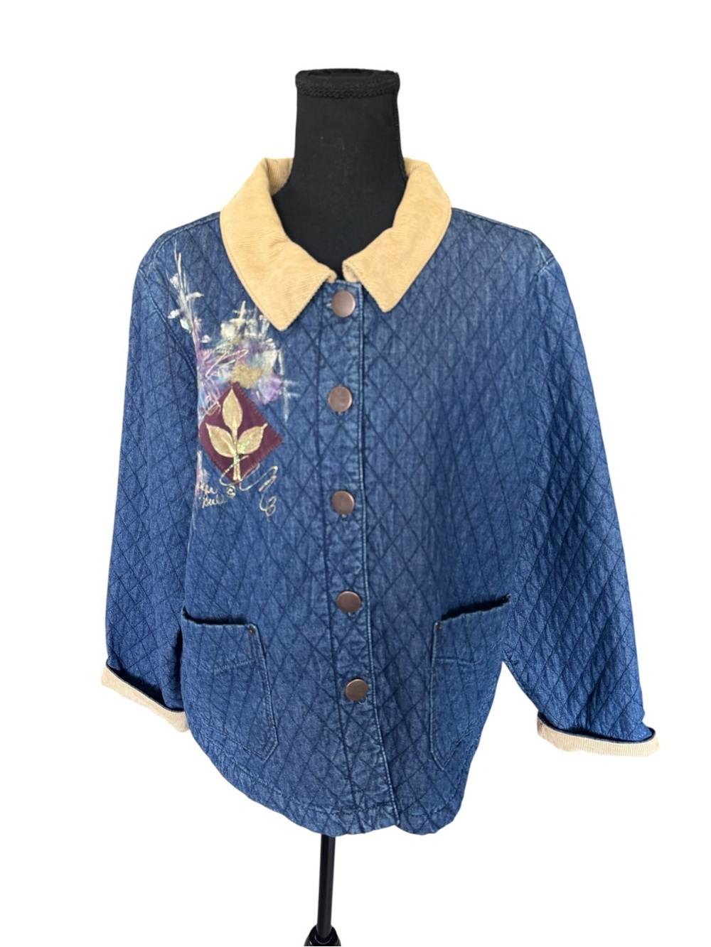 HAIK’S Vintage Quilted Denim Jacket XL Cottagecore Patchwork Barn Coat W98